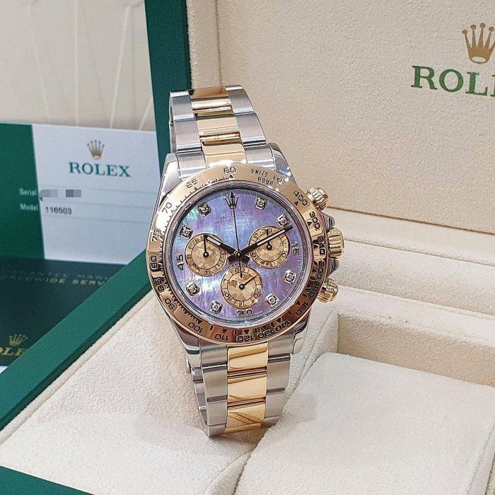 【大眾名錶】ROLEX 勞力士 116503 Daytona 半金款迪通拿 2019/11 黑貝八鑽 B1121-4