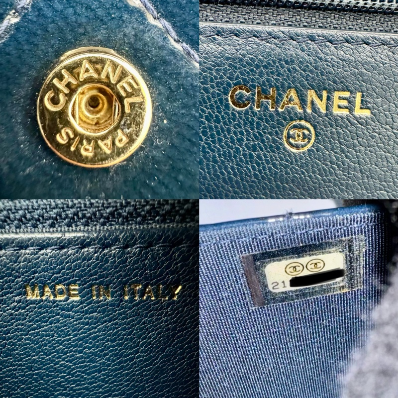CHANEL   香奈兒 WOC 菱格紋漆皮鏈條包  NO.21 海軍藍-8
