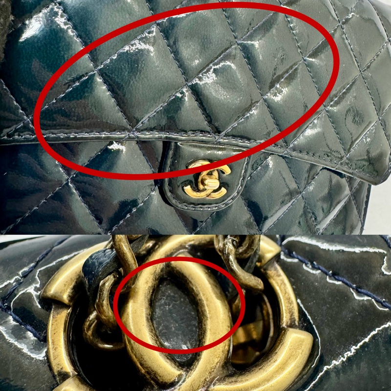 CHANEL   香奈兒 WOC 菱格紋漆皮鏈條包  NO.21 海軍藍-9