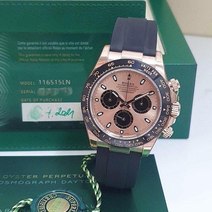 【大眾名錶】 ROLEX 勞力士 116515LN Daytona 18K玫瑰金 2021/04綠卡 大眾名錶G149-1