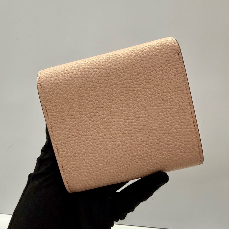 古馳 GUCCI HORSEBIT 馬銜扣皮革粉色短夾 745981-1