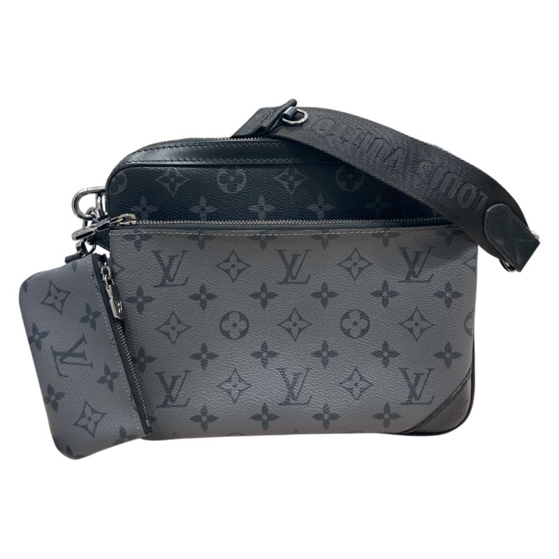 LOUIS VUITTON 路易威登 M69443 MONOGRAM ECLIPSE TRIO MESSENGER 老花三合一斜背郵差包 帆布 黑色 銀釦-0