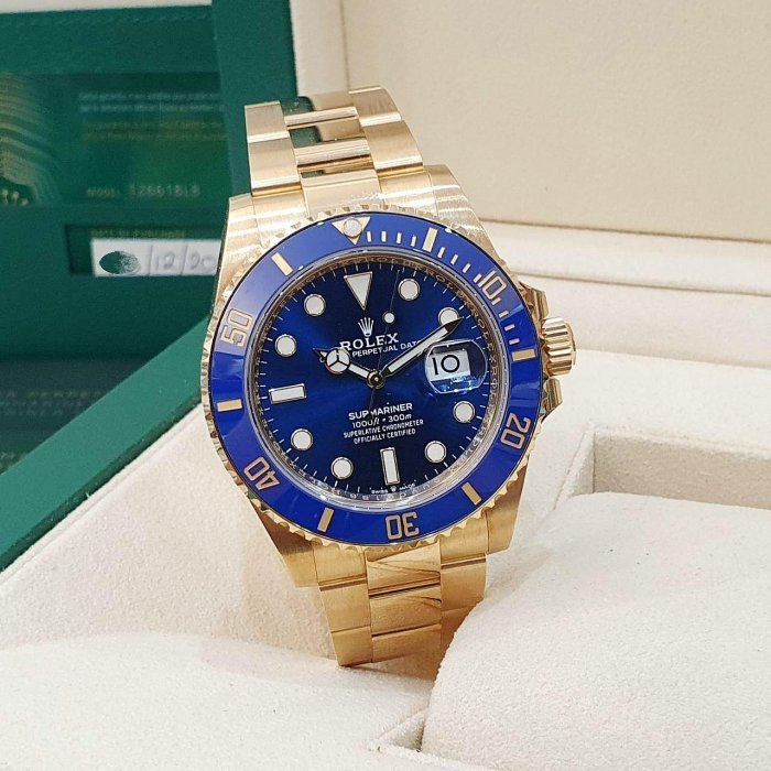 【大眾名錶】ROLEX 勞力士 126618LB Submariner 2020/12綠卡新款潛航者 全金藍水鬼 錶徑41mm B1091-1