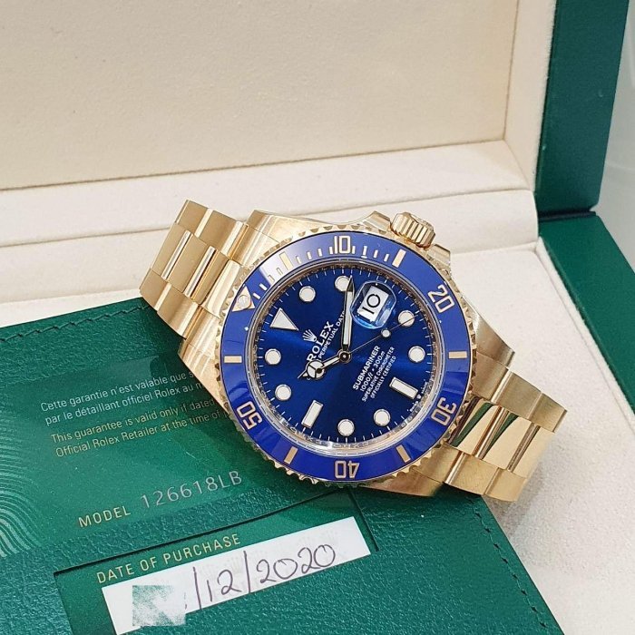 【大眾名錶】ROLEX 勞力士 126618LB Submariner 2020/12綠卡新款潛航者 全金藍水鬼 錶徑41mm B1091-4
