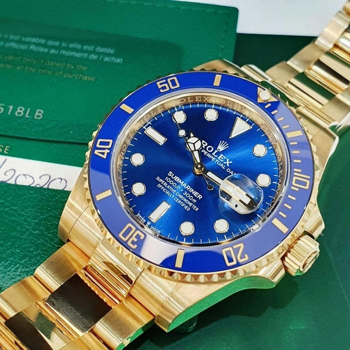 【大眾名錶】ROLEX 勞力士 126618LB Submariner 2020/12綠卡新款潛航者 全金藍水鬼 錶徑41mm B1091-8