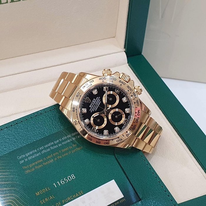 【大眾名錶】ROLEX勞力士 116508 Daytona 18K金 黑面八鑽面盤 2023/04全配 部分已貼膜 G211-2
