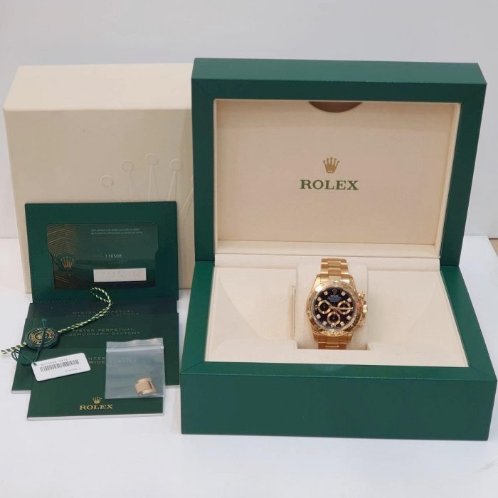 【大眾名錶】ROLEX勞力士 116508 Daytona 18K金 黑面八鑽面盤 2023/04全配 部分已貼膜 G211-9