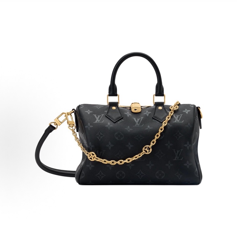 LV Speedy Bandoulière 25黑色全皮枕頭包  全新-5