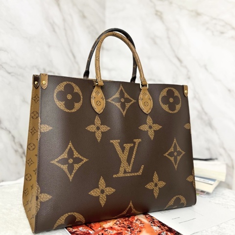 LV on the GO GM 老花大號手提包肩背包 晶片款