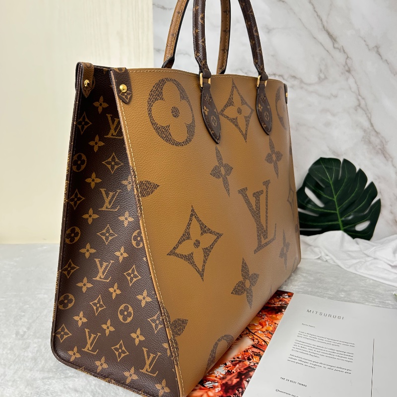 LV on the GO GM 老花大號手提包肩背包 晶片款-9