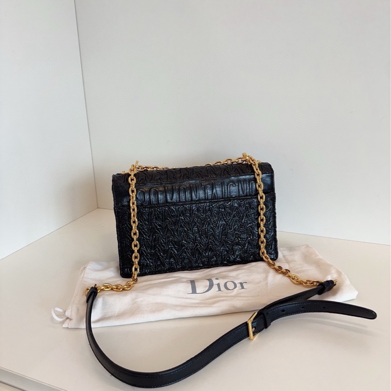 ✨Dior 蒙田30 黑金皺摺鏈條包 質感獨特 98新🖤-2