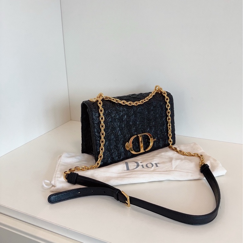 ✨Dior 蒙田30 黑金皺摺鏈條包 質感獨特 98新🖤-3