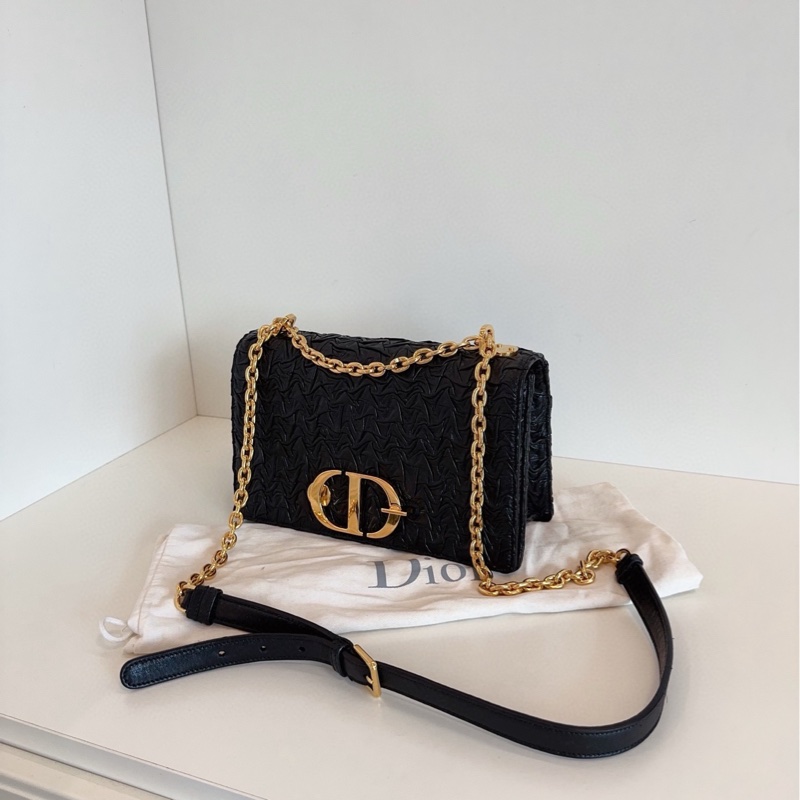 ✨Dior 蒙田30 黑金皺摺鏈條包 質感獨特 98新🖤-4