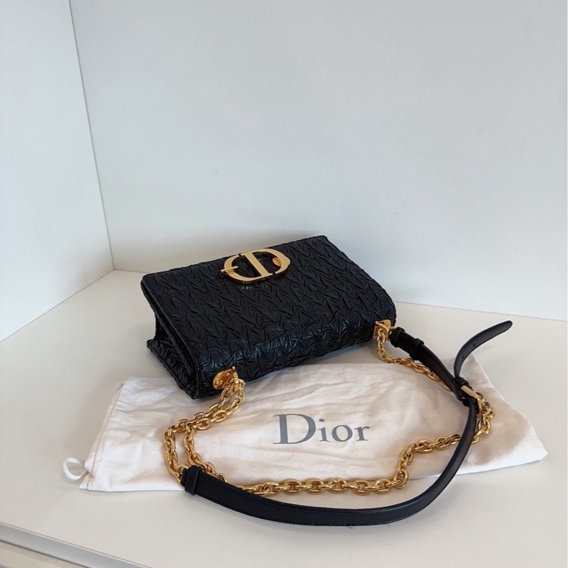 ✨Dior 蒙田30 黑金皺摺鏈條包 質感獨特 98新🖤-7