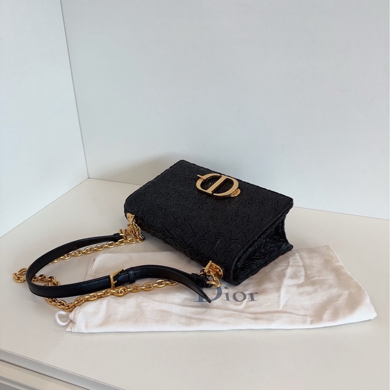 ✨Dior 蒙田30 黑金皺摺鏈條包 質感獨特 98新🖤-8