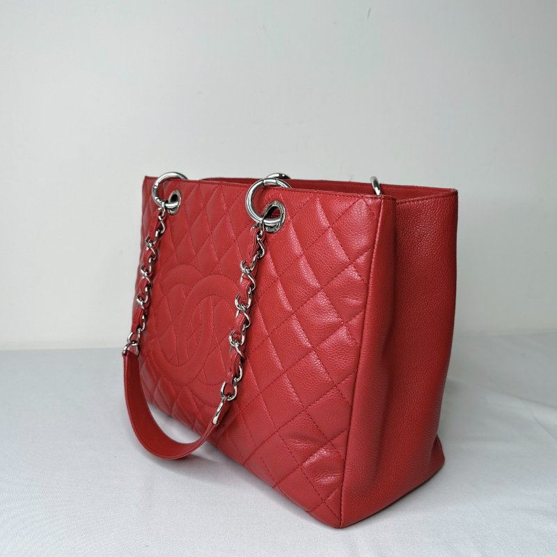 CHANEL GST紅銀荔枝肩背托特包-2