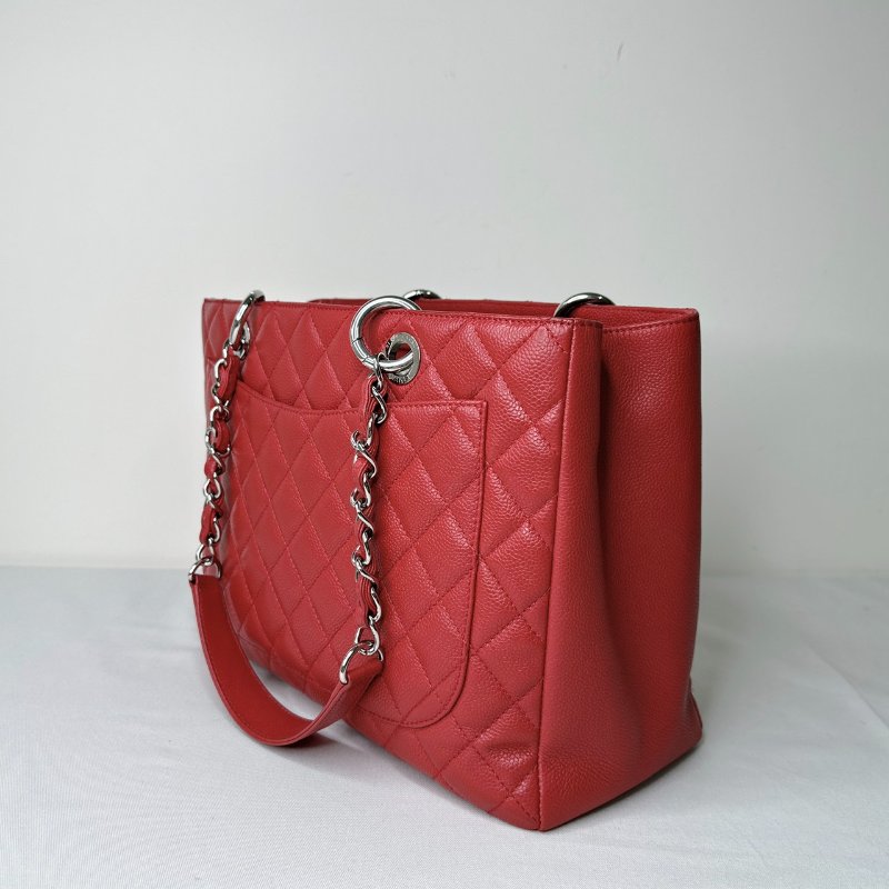 CHANEL GST紅銀荔枝肩背托特包-4