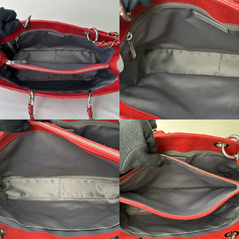 CHANEL GST紅銀荔枝肩背托特包-6