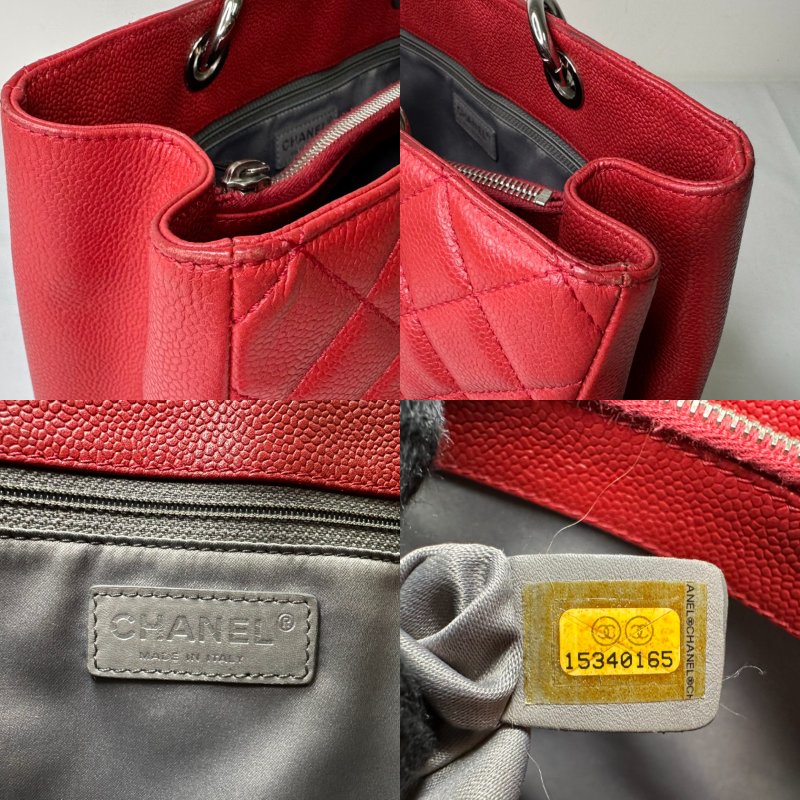 CHANEL GST紅銀荔枝肩背托特包-7