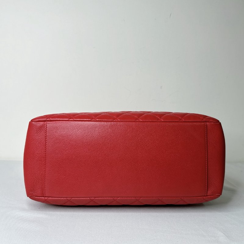 CHANEL GST紅銀荔枝肩背托特包-8