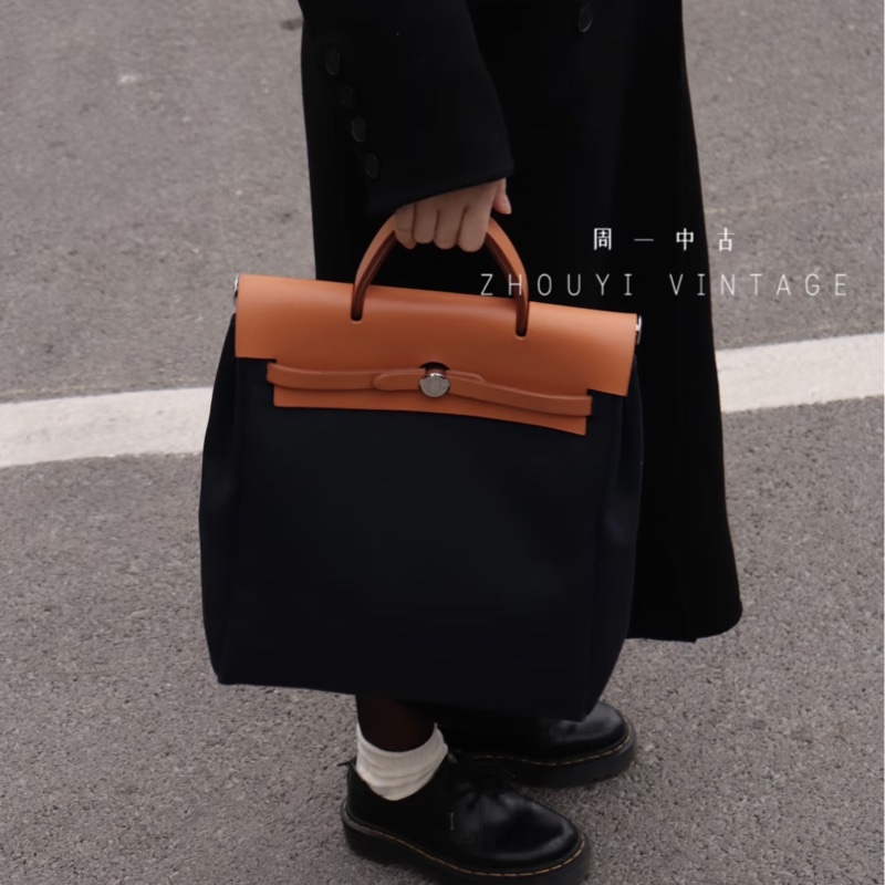 ✨Hermes Herbag31 後背包 焦糖配皮 銀扣🍁-1