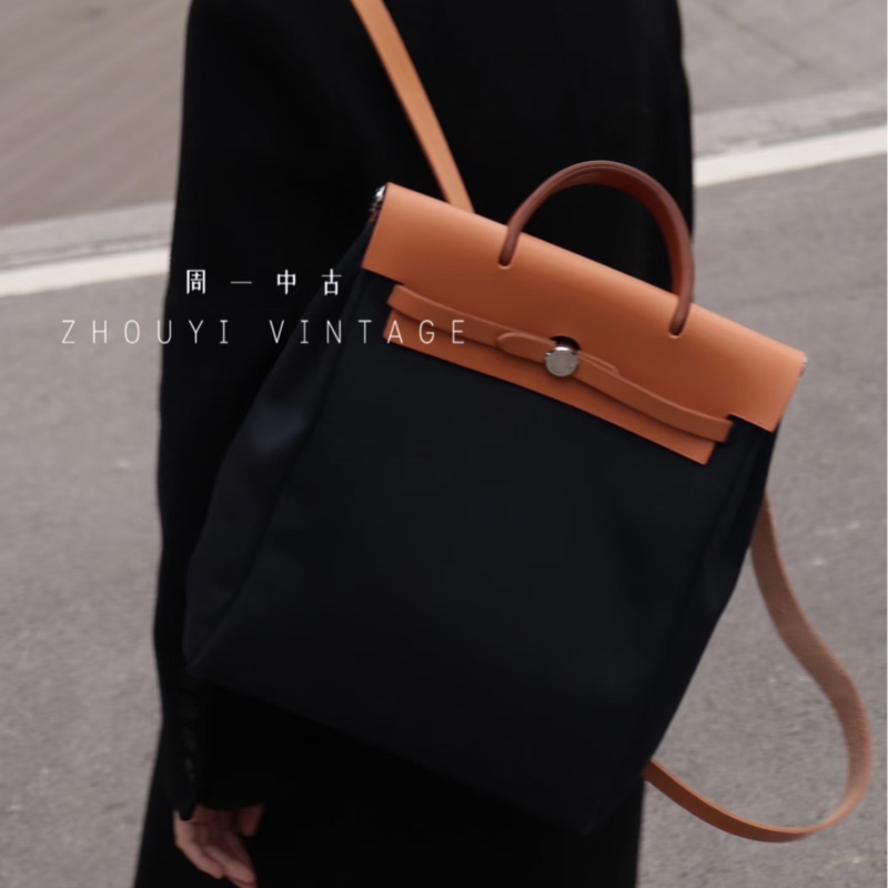 ✨Hermes Herbag31 後背包 焦糖配皮 銀扣🍁-2