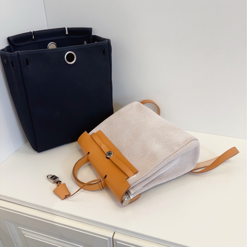 ✨Hermes Herbag31 後背包 焦糖配皮 銀扣🍁-9