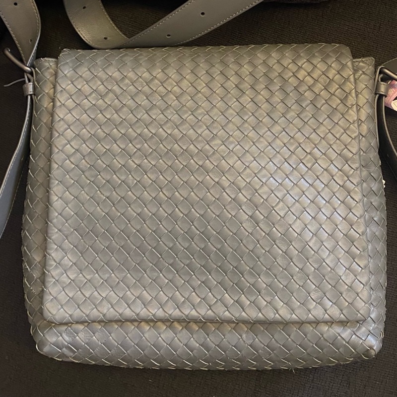 BV葆蝶家 灰色編織斜挎包 尺寸:30×34 🈚附件-0