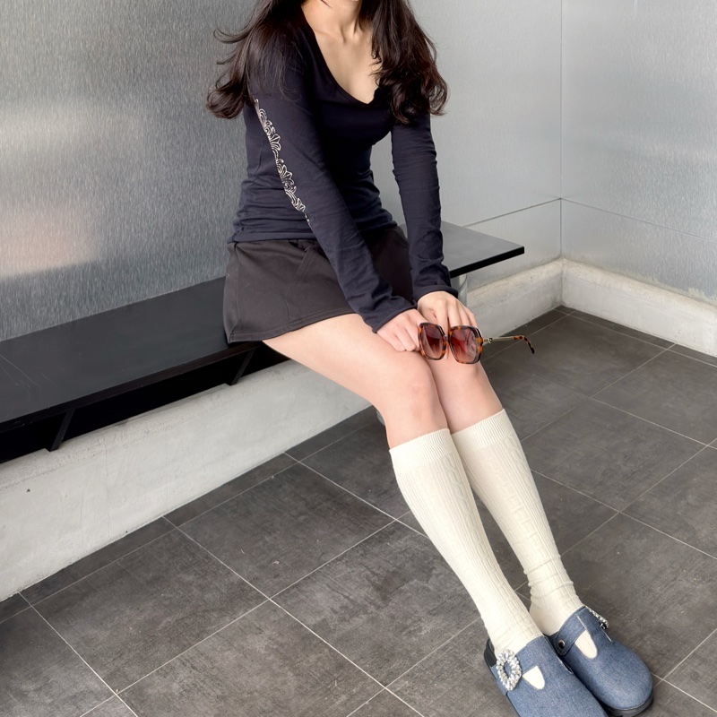 Chrome hearts 長袖上衣 貼身V領 女-11