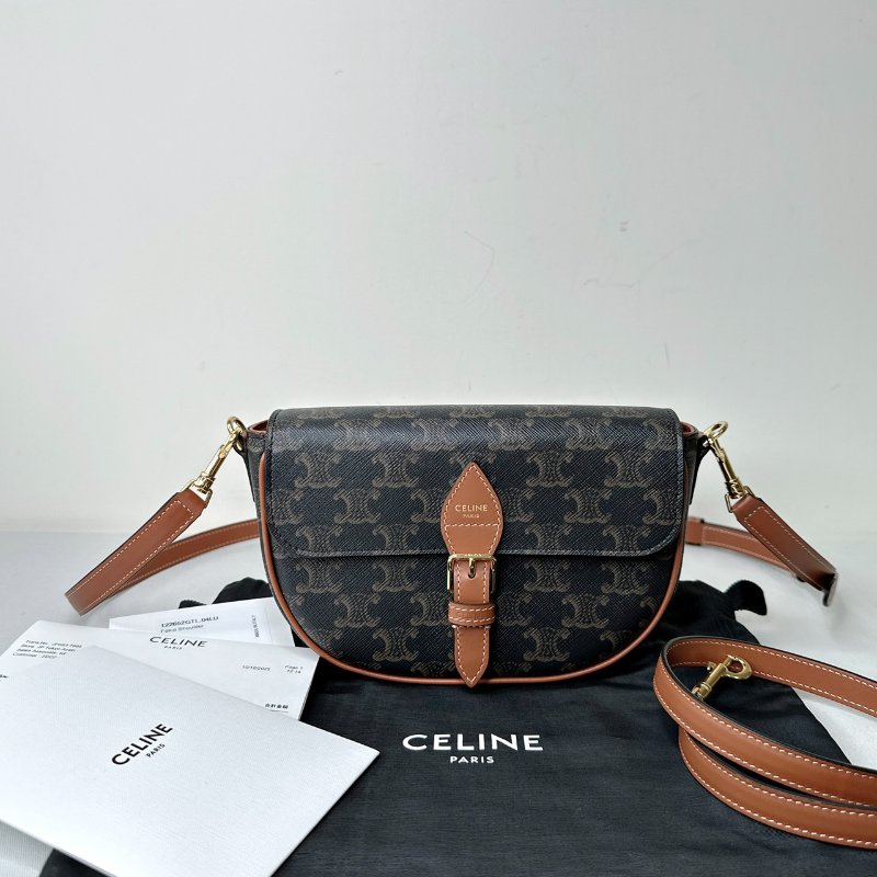 CELINE 全新FOLCO凱旋門老花馬鞍包-2