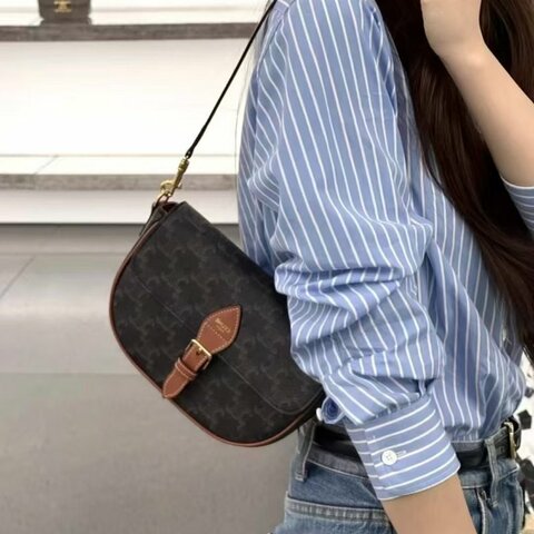 CELINE 全新FOLCO凱旋門老花馬鞍包