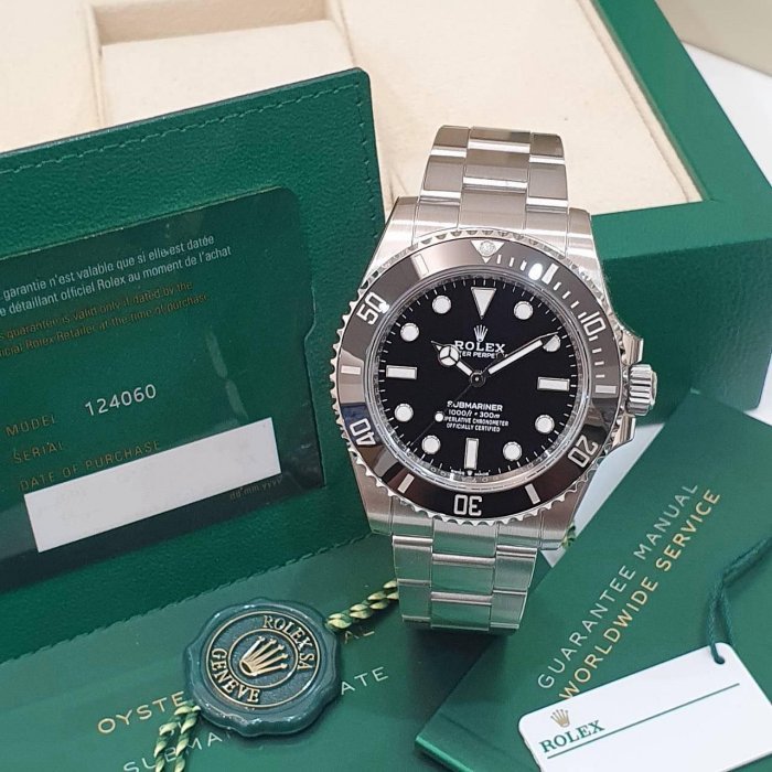 【大眾名錶】ROLEX 勞力士124060 Submariner 潛航者 2024/11 全配件 新款黑水鬼 無曆黑水鬼 部分貼膜 B1168-1