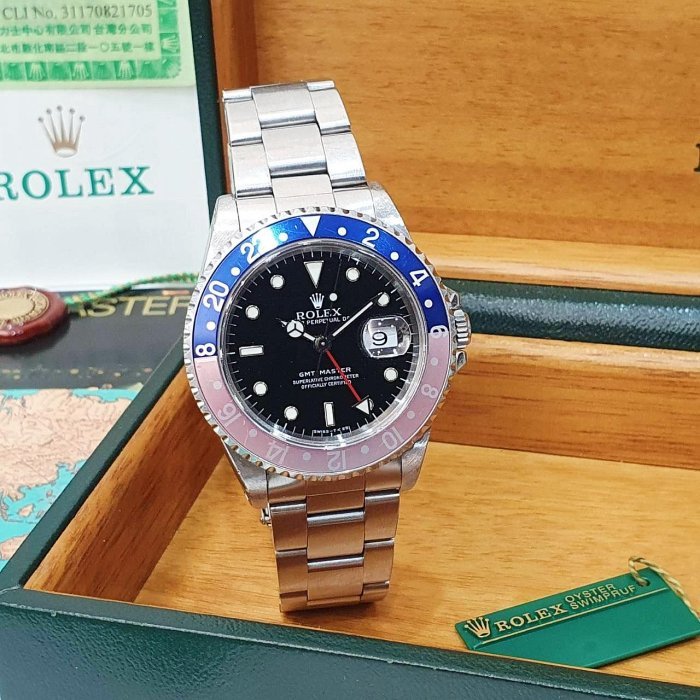 【大眾名錶】ROLEX 勞力士16700 GMT-Master老勞大全套 原況未整理 褪色紅藍圈 T25面盤 台灣AD B1220-3