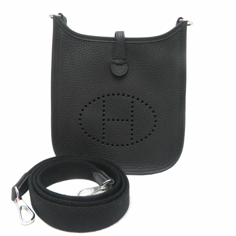 愛馬仕 Evelyne TPM(K 印記,2025 年)女士單肩包,Taurillon Clemence 皮革,黑色-0