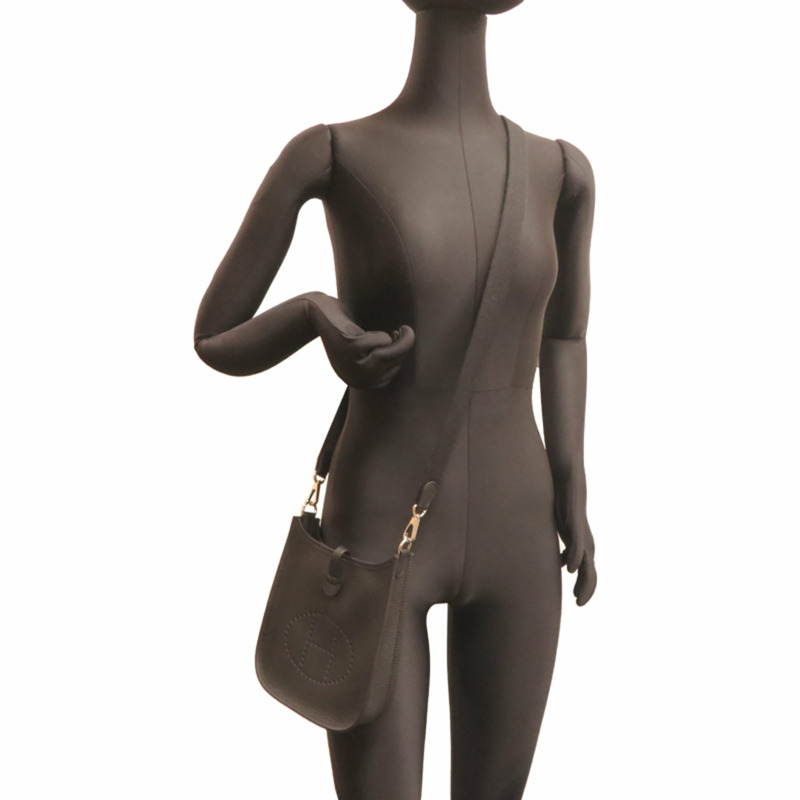 愛馬仕 Evelyne TPM(K 印記,2025 年)女士單肩包,Taurillon Clemence 皮革,黑色-7