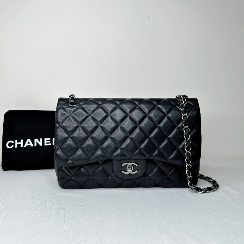 CHANEL 黑銀羊CF30鏈帶包-0