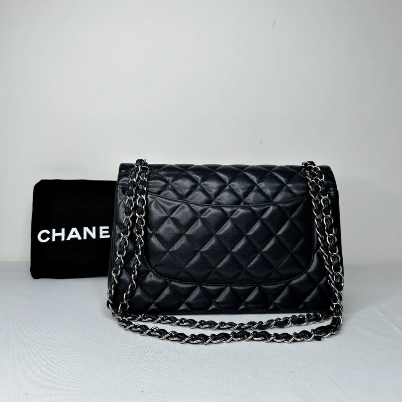 CHANEL 黑銀羊CF30鏈帶包-1