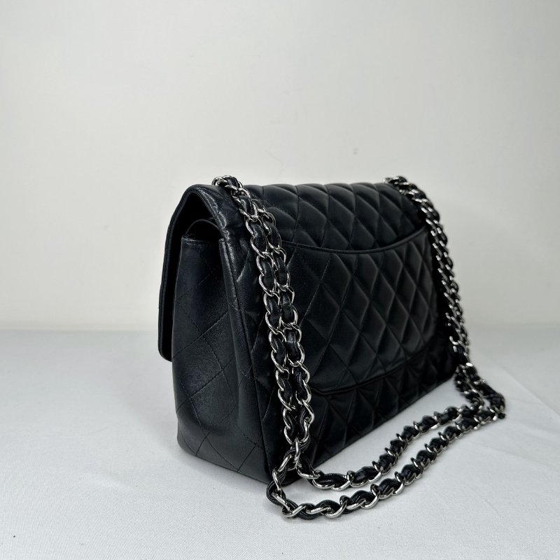 CHANEL 黑銀羊CF30鏈帶包-5