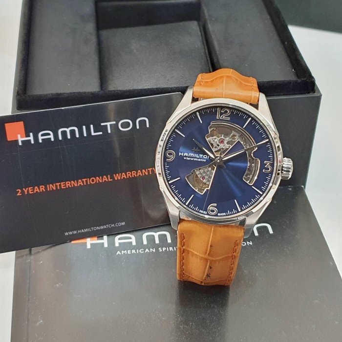【大眾名錶】HAMILTON漢米爾頓 HM-H32705541 JazzMaster系列 藍面 2018/08 底蓋裸空 B1204-1