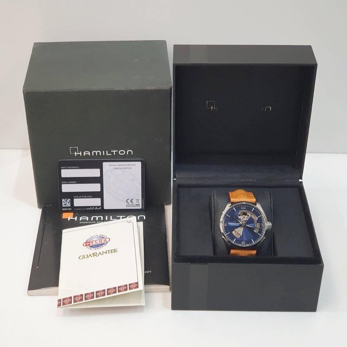 【大眾名錶】HAMILTON漢米爾頓 HM-H32705541 JazzMaster系列 藍面 2018/08 底蓋裸空 B1204-9