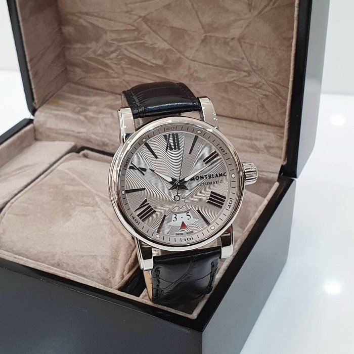 【大眾名錶】MONTBLANC萬寶龍 4810系列 102342 銀面 日期窗 原廠錶扣 代用皮帶 底蓋裸空 錶徑41.5mm 自動上鍊 G196-3