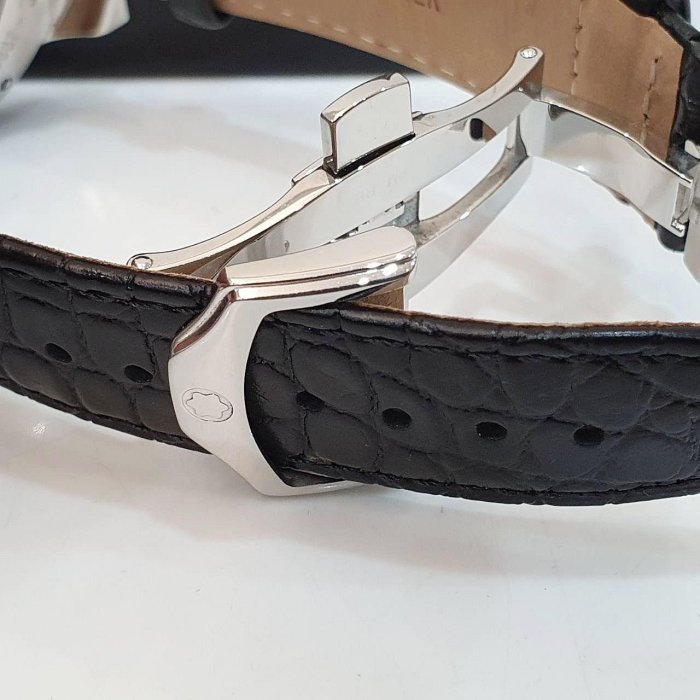 【大眾名錶】MONTBLANC萬寶龍 4810系列 102342 銀面 日期窗 原廠錶扣 代用皮帶 底蓋裸空 錶徑41.5mm 自動上鍊 G196-5