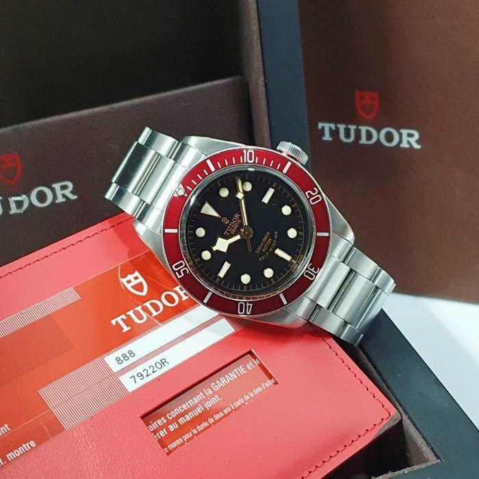 【大眾名錶】 TUDOR帝舵 BLACK BAY系列 79220R 2014/04 黑面紅圈 玫瑰花 B974-2