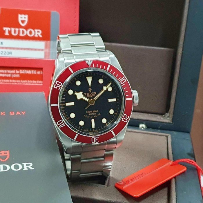 【大眾名錶】 TUDOR帝舵 BLACK BAY系列 79220R 2014/04 黑面紅圈 玫瑰花 B974-3