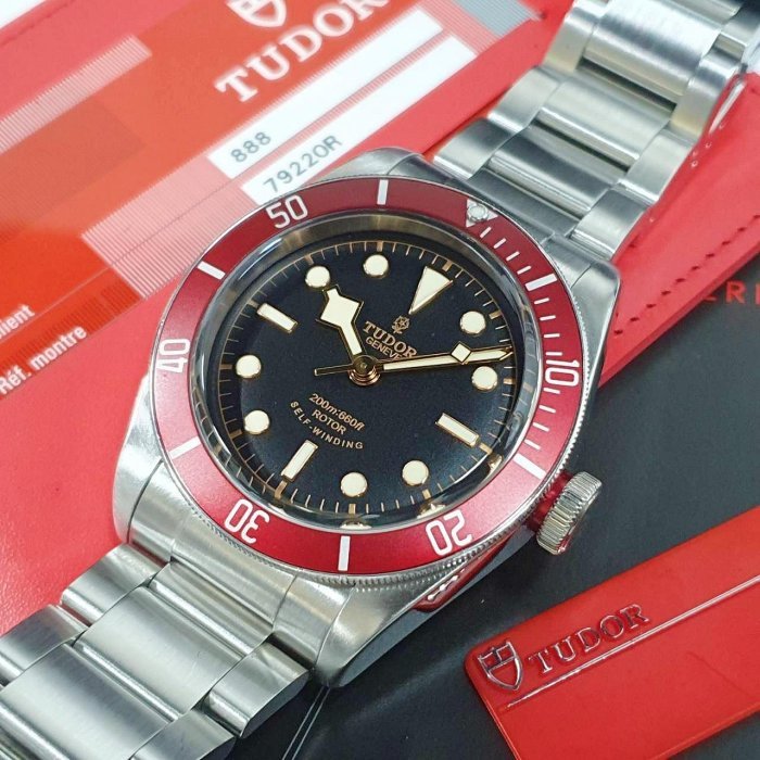 【大眾名錶】 TUDOR帝舵 BLACK BAY系列 79220R 2014/04 黑面紅圈 玫瑰花 B974-8