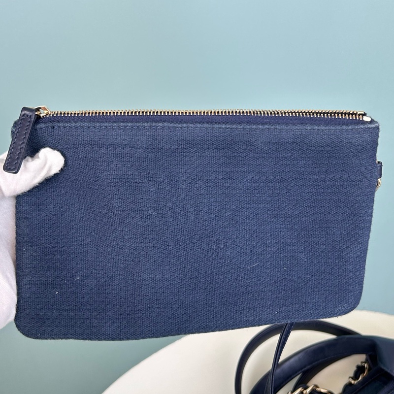 Chanel香奈兒芯片款藍色大號沙灘包托特包,底長39釐米-10