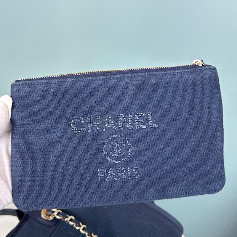 Chanel香奈兒芯片款藍色大號沙灘包托特包,底長39釐米-11