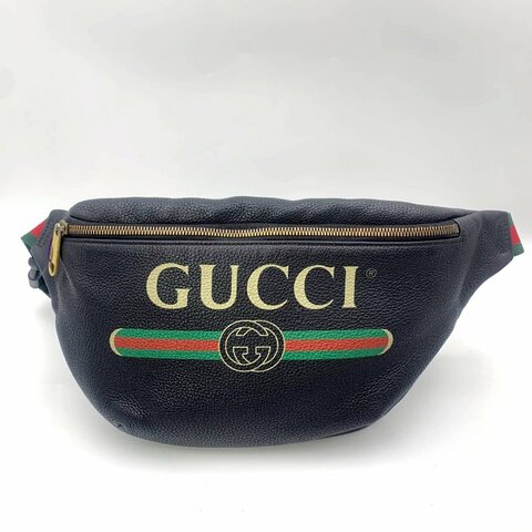 Gucci 古馳黑色牛皮印花胸包，Print系列，斜背包，古馳，楊冪，蔡依林同款，二手真品，正品，現貨，免運