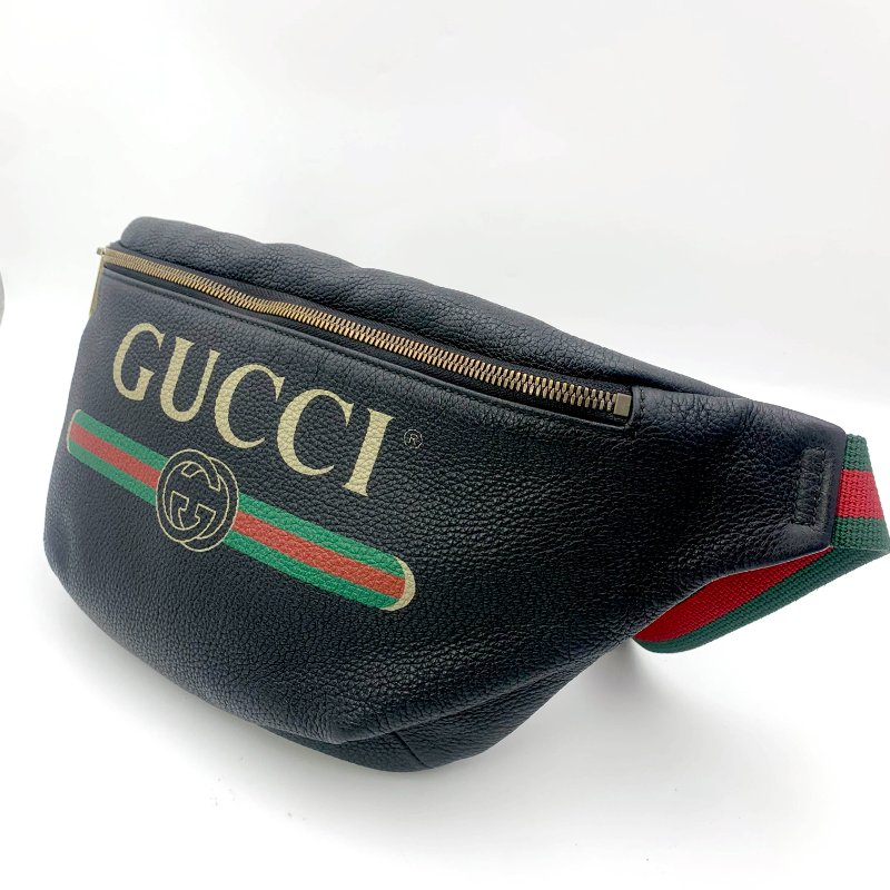 Gucci 古馳黑色牛皮印花胸包,Print系列,斜背包,古馳,楊冪,蔡依林同款,二手真品,正品,現貨,免運-1