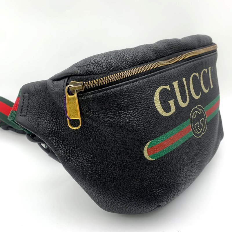 Gucci 古馳黑色牛皮印花胸包,Print系列,斜背包,古馳,楊冪,蔡依林同款,二手真品,正品,現貨,免運-5